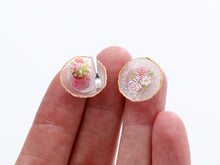 Load image into Gallery viewer, Rose Cupcake Dessert and Decorative Pink Plate - Handmade Miniature Food