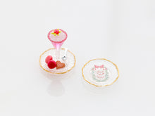 Load image into Gallery viewer, Pink Cocktail with Macarons and Decorative Pink Plate - Handmade Miniature Food