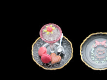 Load image into Gallery viewer, Pink Cocktail with Macarons and Decorative Pink Plate - Handmade Miniature Food