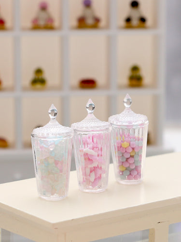 Set of Three Decorative Candy Jars - Handmade Dollhouse Miniature Food