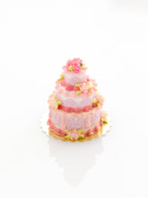 Load image into Gallery viewer, Three Tier Pink Floral Cake - Handmade Miniature Food for Dollhouse