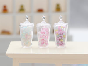 Set of Three Decorative Candy Jars - Handmade Dollhouse Miniature Food