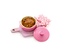 Load image into Gallery viewer, Roast Chicken in Pink Oven Dish - Handmade 12th Scale Miniature Food
