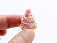 Load image into Gallery viewer, Three Tier Pink Floral Cake - Handmade Miniature Food for Dollhouse