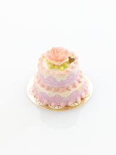 Load image into Gallery viewer, Two Tier Pink Rose Cake - Handmade Miniature Food for Dollhouse