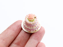 Load image into Gallery viewer, Two Tier Pink Rose Cake - Handmade Miniature Food for Dollhouse