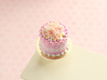 Load image into Gallery viewer, Pink Floral Handmade Miniature Cake for Dollhouse - OOAK