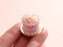 Load image into Gallery viewer, Pink Floral Handmade Miniature Cake for Dollhouse - OOAK