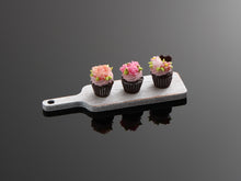 Load image into Gallery viewer, Chocolate Cupcakes on Wooden Board - Handmade Miniature Food for Dollhouse - OOAK