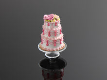 Load image into Gallery viewer, Three Tiered Pink Handmade Miniature Cake for Dollhouse - OOAK
