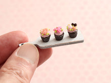 Load image into Gallery viewer, Chocolate Cupcakes on Wooden Board - Handmade Miniature Food for Dollhouse - OOAK