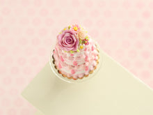 Load image into Gallery viewer, Three Tiered Pink Handmade Miniature Cake for Dollhouse - OOAK