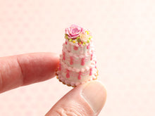 Load image into Gallery viewer, Three Tiered Pink Handmade Miniature Cake for Dollhouse - OOAK