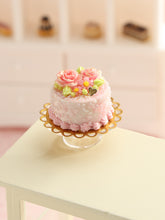 Load image into Gallery viewer, Pink Roses Handmade Miniature Cake for Dollhouse - OOAK