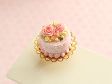 Load image into Gallery viewer, Pink Roses Handmade Miniature Cake for Dollhouse - OOAK