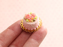 Load image into Gallery viewer, Pink Roses Handmade Miniature Cake for Dollhouse - OOAK