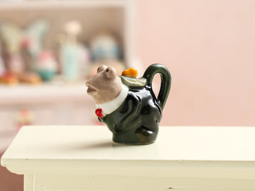 French Gentleman Froggy Teapot - Miniature decoration for Dollhouses