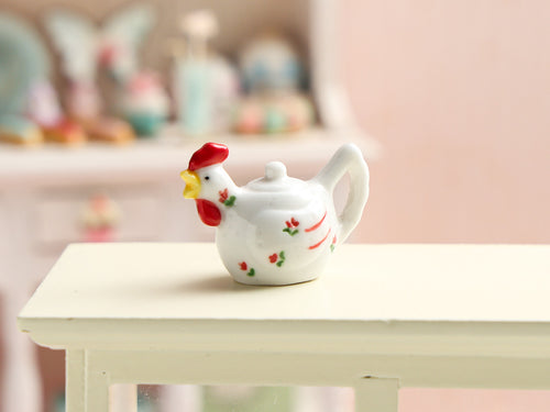 French Hen Country Teapot - Miniature decoration for Dollhouses