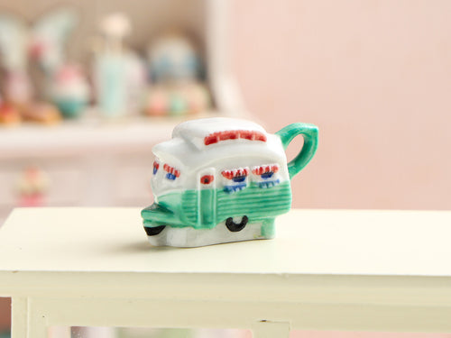 French Vintage Caravan / Camper / RV Teapot - Miniature decoration for Dollhouses