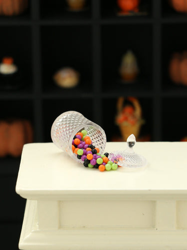 Spilt Clear Jar of Halloween Candy - Handmade Miniature Dollhouse Food