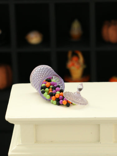 Spilt Lilac Jar of Halloween Candy - Handmade Miniature Dollhouse Food