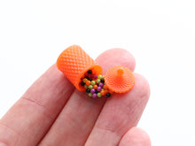 Load image into Gallery viewer, Spilt Pumpkin Orange Jar of Halloween Candy - Handmade Miniature Dollhouse Food