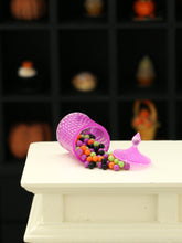 Load image into Gallery viewer, Spilt Pink Jar of Halloween Candy - Handmade Miniature Dollhouse Food