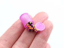 Load image into Gallery viewer, Spilt Pink Jar of Halloween Candy - Handmade Miniature Dollhouse Food