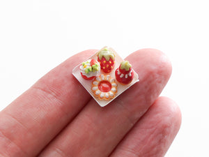 Summer Strawberry Pastries - OOAK - Handmade Miniature Food