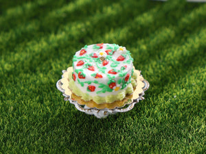 Summer Garden Cake - Strawberries - OOAK - Handmade Miniature Food