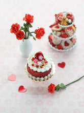 Load image into Gallery viewer, Coffee Cup Cornucopia Cake for St Valentine's Day - Handmade Miniature Food in 12th Scale
