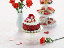 Load image into Gallery viewer, Coffee Cup Cornucopia Cake for St Valentine's Day - Handmade Miniature Food in 12th Scale