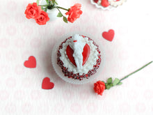 Load image into Gallery viewer, 1:12 Scale Handmade Cherub Blowing a Kiss Cake (Cakestand Included) - Valentine's Miniature Food