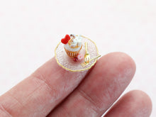 Load image into Gallery viewer, 1:12 Scale Pastry Swan Cupcake Dessert and Matching Decorative Plate - Handmade Miniature Food