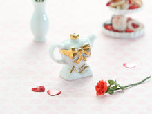 Load image into Gallery viewer, 1:12 Scale Vintage White and Gold Heart-Shaped Porcelain Teapot Decoration - Dollhouse Miniatures