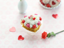 Load image into Gallery viewer, Heart Shaped St Honoré Cream Pastry - Handmade Miniature Food in 12th Scale