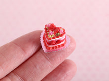 Load image into Gallery viewer, 1:12 Scale Red &amp; Pink Heart-shaped Cake  - 1:12 Scale Handmade Miniature Food