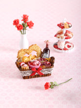 Load image into Gallery viewer, 1:12 Scale Romantic Valentines Day Hamper with Wine - Handmade Miniature Dollhouse Food