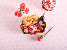 Load image into Gallery viewer, 1:12 Scale Romantic Valentines Day Hamper with Wine - Handmade Miniature Dollhouse Food