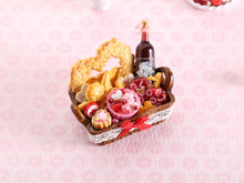 Load image into Gallery viewer, 1:12 Scale Romantic Valentines Day Hamper with Wine - Handmade Miniature Dollhouse Food