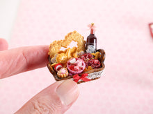 Load image into Gallery viewer, 1:12 Scale Romantic Valentines Day Hamper with Wine - Handmade Miniature Dollhouse Food