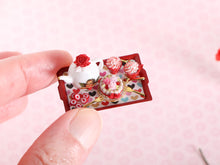 Load image into Gallery viewer, 1:12 Scale Valentine's Dessert Tray for Two - Handmade Dollhouse Miniature