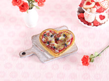 Load image into Gallery viewer, 1:12 Scale Miniature Heart-shaped Pizza on Wooden Board with Knife - Dollhouse Food