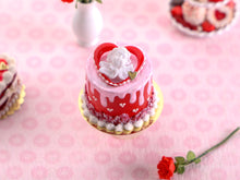 Load image into Gallery viewer, Romantic Tall Drip Cake With Cupid and Heart Decoration - 1:12 Scale Handmade Miniature Food