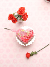 Load image into Gallery viewer, 1:12 Scale "Frozen Moment" Pink Valentines Day Cake - Handmade Miniature Food