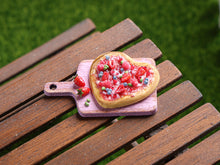 Load image into Gallery viewer, 1:12 Scale Heart-shaped Red Fruit Dessert Pizza on Wooden Board - Dollhouse Food