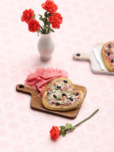 Load image into Gallery viewer, 1:12 Scale Miniature Heart-shaped Pizza on Wooden Board with Towel - Dollhouse Food