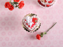 Load image into Gallery viewer, Romantic Heart-shaped Cake With a Cute Cupid - 1:12 Scale Handmade Miniature Food
