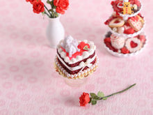 Load image into Gallery viewer, Romantic Heart-shaped Cake With a Cute Cupid - 1:12 Scale Handmade Miniature Food