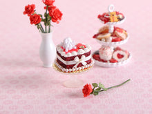 Load image into Gallery viewer, Romantic Heart-shaped Cake With a Cute Cupid - 1:12 Scale Handmade Miniature Food